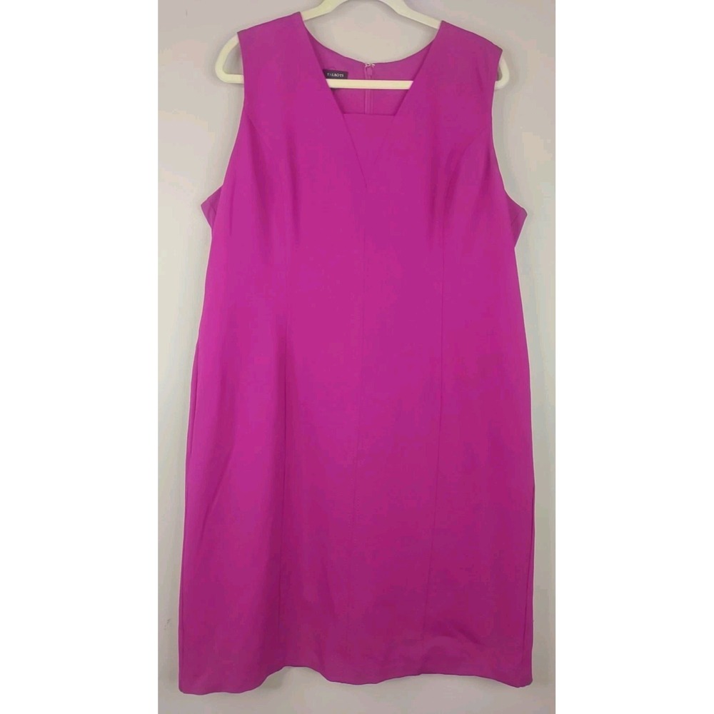Talbots Women Fusia Classic Elegant Vibrant  Sleeveless Dress Size 20